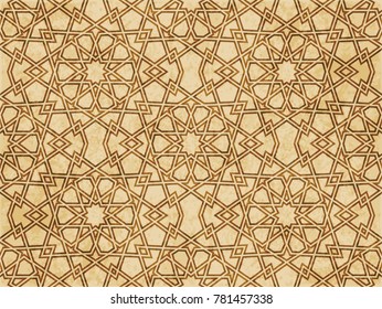 Retro brown Islam seamless geometry pattern background eastern style ornament