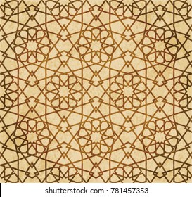 Retro brown Islam seamless geometry pattern background eastern style ornament