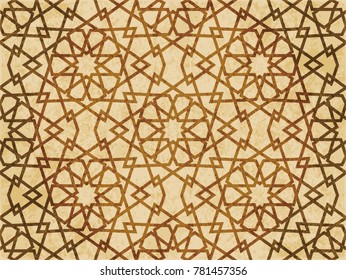 Retro brown Islam seamless geometry pattern background eastern style ornament