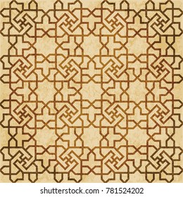 Retro brown Islam seamless geometry pattern background eastern style ornament