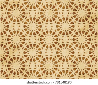 Retro brown Islam seamless geometry pattern background eastern style ornament