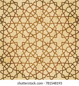 Retro brown Islam seamless geometry pattern background eastern style ornament