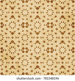 Retro brown Islam seamless geometry pattern background eastern style ornament