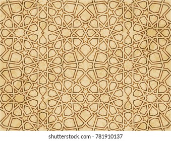 Retro brown Islam seamless geometry pattern background eastern style ornament