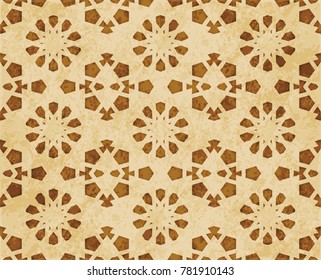 Retro brown Islam seamless geometry pattern background eastern style ornament