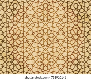 Retro brown Islam seamless geometry pattern background eastern style ornament