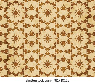 Retro brown Islam seamless geometry pattern background eastern style ornament