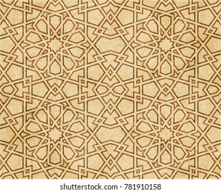 Retro brown Islam seamless geometry pattern background eastern style ornament