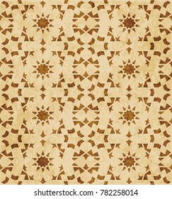 Retro brown Islam seamless geometry pattern background eastern style ornament