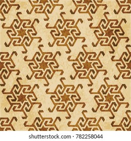 Retro brown Islam seamless geometry pattern background eastern style ornament