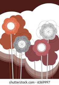 retro brown puff flower (vector)