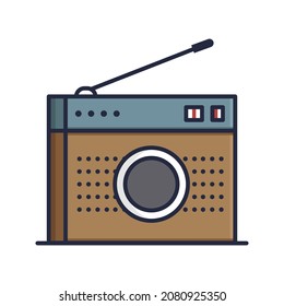 Retro brown radio icon. music and media object illustration. Broadcasting tool