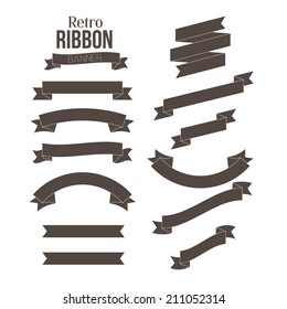 Retro Brown Ribbon Banners Vector Collection 