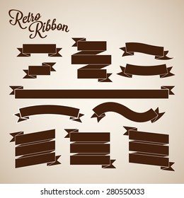 Retro Brown Ribbon Banners Vector Collection