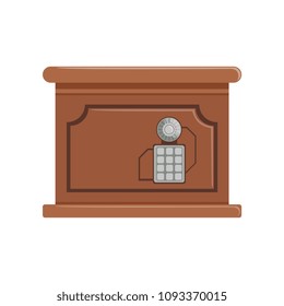 Retro brown safe box with a keypad buttons panel, safety box, cash secure protection concept vector Illustration