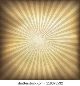 Retro brown sunburst background. Vector illustration, EPS10.