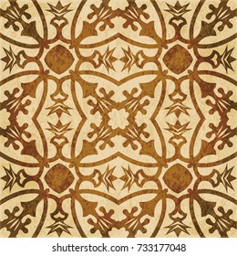 Retro brown watercolor texture grunge seamless background flower vine calyx leaf