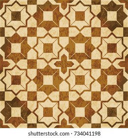 Retro brown watercolor texture grunge seamless background star cross geometry square