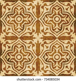 Retro brown watercolor texture grunge seamless background vine cross kaleidoscope