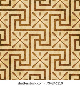 Retro brown watercolor texture grunge seamless background spiral cross frame geometry