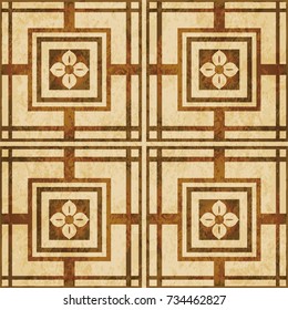 Retro brown watercolor texture grunge seamless background square cross frame flower