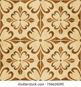 Retro brown watercolor texture grunge seamless background spiral cross flower