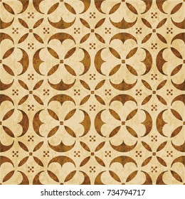 Retro brown watercolor texture grunge seamless background round curve cross geometry flower
