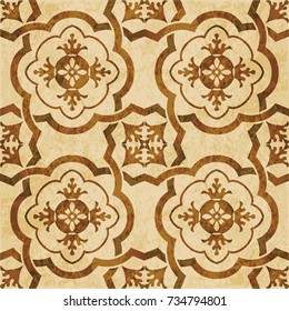 Retro brown watercolor texture grunge seamless background curve cross frame flower kaleidoscope