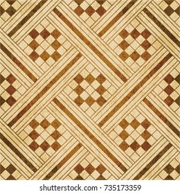 Retro brown watercolor texture grunge seamless background square check geometry cross mosaic