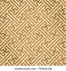 Retro brown watercolor texture grunge seamless background oriental Chinese geometry spiral tracery