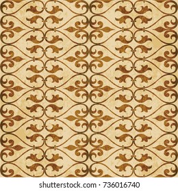 Retro brown watercolor texture grunge seamless background spiral curve cross heart line