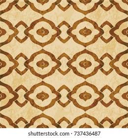 Retro brown watercolor texture grunge seamless background curve round geometry cross frame