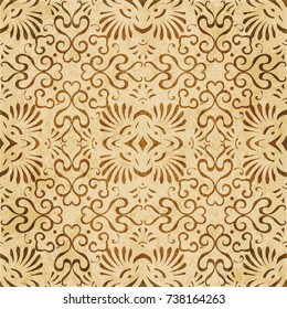 Retro brown watercolor texture grunge seamless background spiral curve fan cross