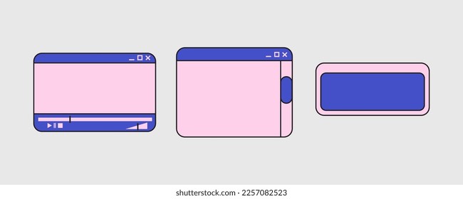 Retro browser computer window in 90s vaporwave style. Vector illustration of UI and UX