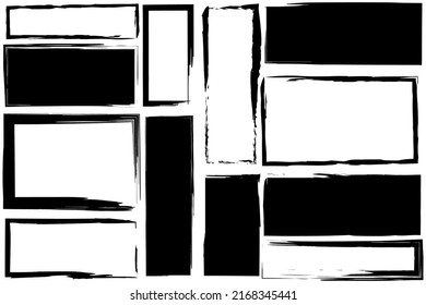 Retro brush grunge rectangles. Brush texture. Text box. Vector illustration. stock image.