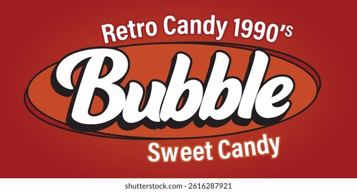 Retro Bubble Candy Logo Design - 1990s Sweet Candy Label