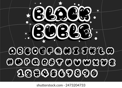 retro bubble font alphabet, 20s, y2k letter, retro bubble font, retro alphabet, bubble font in Y2K style. Playful design inspired by 2000s or 90s, inflated balloon letters, Puffy cartoon letters