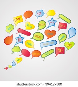 Retro Bubble Speech. Thought Bubble Icon. Collection. Grunge Style Comic Cloud.