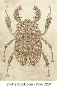 Retro bug,beautiful ornamental vector illustration