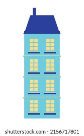 Retro Building Facade Icon Isolated Stock Vector (Royalty Free ...