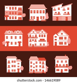 Building Icons Residential Retro Style Stock Vector (Royalty Free ...