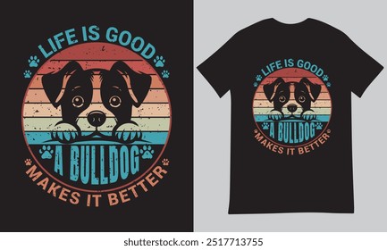 Retro Bulldog Vintage Inspired Dog Tshirt Design Vector