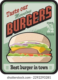 Retro Burger 
diseño vectorial de camisa gráfica... 
Cada elemento 
estaba por separado...