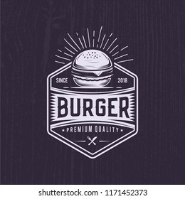 Retro Burger Joint. Vintage Fast Food Illustration. Logo Wiener  Design. 