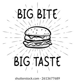 Retro Burger Label with Sunburst Style