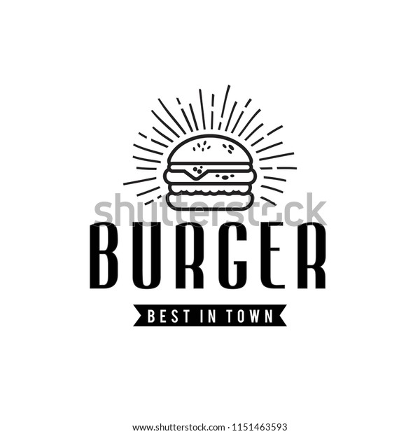 Retro Burger Outline Illustration Fast Food Stock Vector (Royalty Free ...