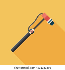 Retro burner flat square icon with long shadows.
