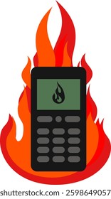 retro burner phone burning vector icon