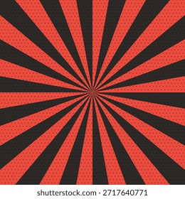 Um fundo de intermitência retro com pontos vermelhos e raios escuros alternados