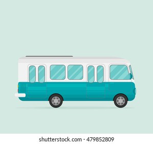 Retro bus. Flat vector.